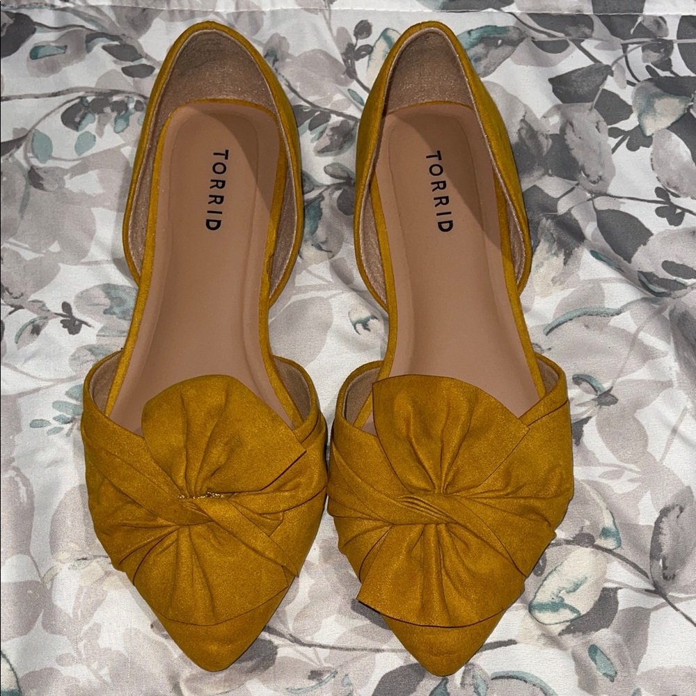Torrid Mustard Yellow Flats with Bow Detail